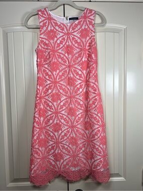 Tommy Hilfiger Coral Floral Lace Sleeveless Scalloped Hem Sheath Dress SIZE 2